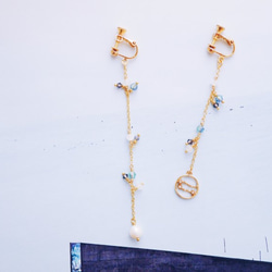 スパークリング - イヤリング - 混合色のクリスタルビーズが非対称イヤリング象嵌ムーンストーン12星座 3枚目の画像