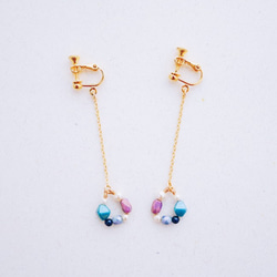Aiyan  - 青紫色のカラークリスタルガラスビーズ真珠のイヤリング 1枚目の画像