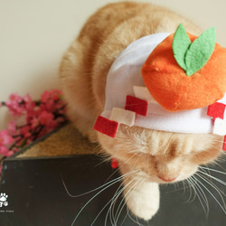 猫/小型犬ペット帽子 - 日本のお正月鏡餅キャップ（お正月限定） 2枚目の画像