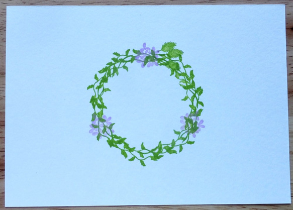 サンウィーバインと紫陽花、ポアプランツのリースはんこ　花　葉 2枚目の画像