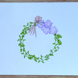 サンウィーバインと紫陽花、ポアプランツのリースはんこ　花　葉 4枚目の画像