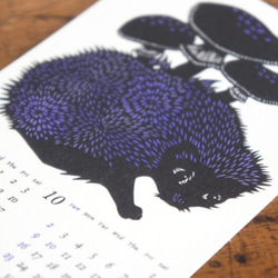 【sale】きのこ切り絵のレトロ印刷カレンダー2016 5枚目の画像
