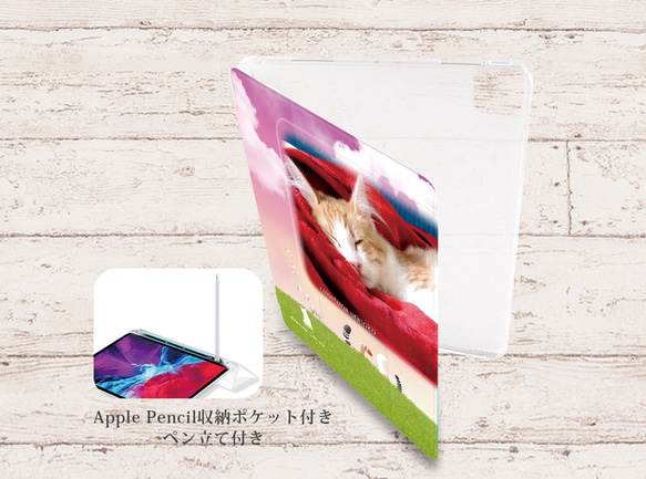 うちの猫ちゃんの写真で作る手帳型iPadケース【バックカバー：ソフトタイプ】◆Apple Pencil収納ポケット付き 2枚目の画像