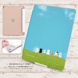 【ほのぼのにゃんこ（草原）】手帳型iPadケース【バックカバー：ソフトタイプ】（片面印刷/カメラ穴あり/はめ込みタイプ） 1枚目の画像