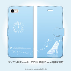 iPhone 手帳型スマホケース 【Blue Flower ガラスの靴】 2枚目の画像
