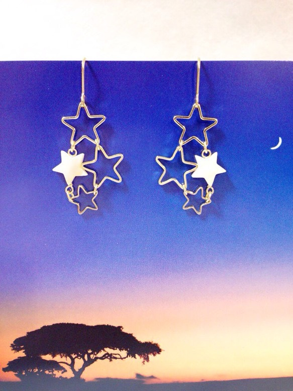 【送料無料】海の星と空の星☆fourピアス(イヤリング) 3枚目の画像