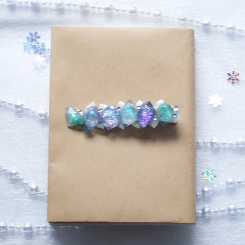 石の花 ヘアクリップ-クリスタル- 鉱石風 バレッタ変更可 ヘアクリップ