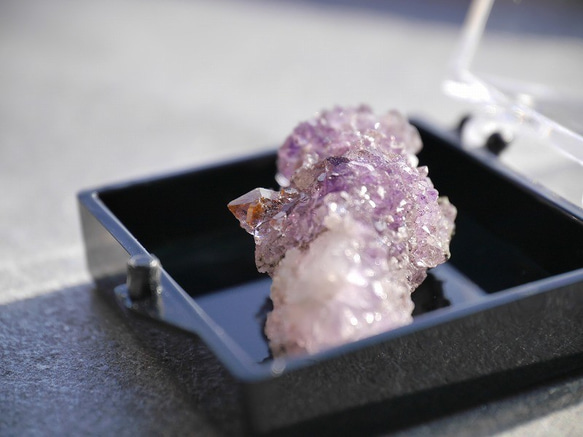 天然石アメジストエレスチャル(ヒマラヤ産)原石結晶ミニクラスター ケース付き 紫水晶誕生石[amc-200826-01] 2枚目の画像