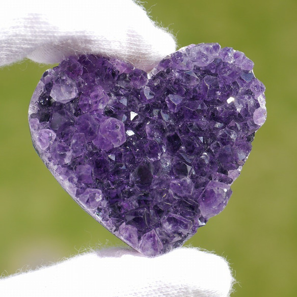 天然石アメジスト(ブラジル産)約26g約43×39mm ハート型クラスター原石紫水晶[amh-200929-02] 3枚目の画像