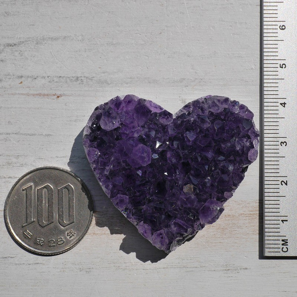 天然石アメジスト(ブラジル産)約26g約43×39mm ハート型クラスター原石紫水晶[amh-200929-02] 6枚目の画像