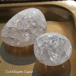 天然石2個セット合計約38gクラックレインボー水晶(ブラジル産)爆裂水晶タンブル磨き石[crq-201108-01] 1枚目の画像