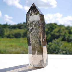 天然石ライトニング水晶 約104×34mm(ブラジル産)約154g虹入り♪研磨ポイント六角柱[lq-201125-02] 6枚目の画像