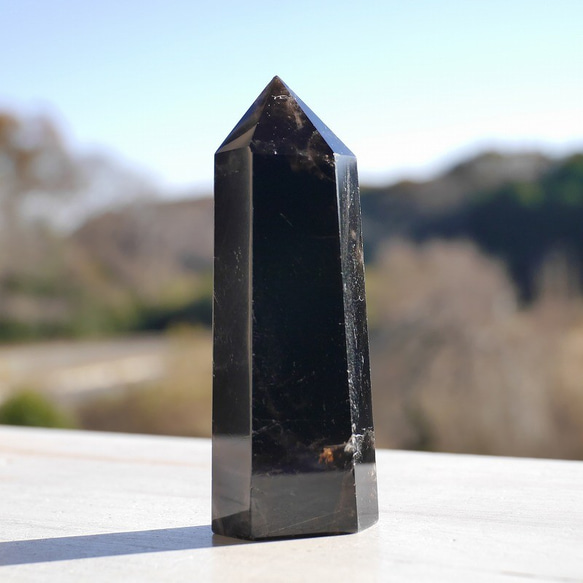 天然石モリオン(チベット産)高さ約77mm 約71g 研磨ポイント六角柱鉱物テラリウム素材[mp-201208-02] 3枚目の画像