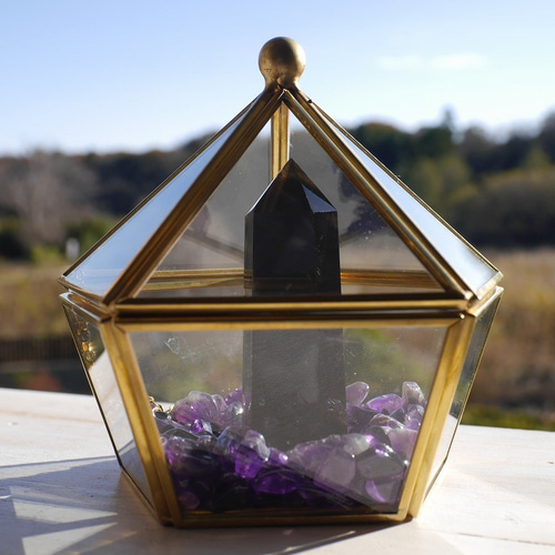 天然石モリオン(チベット産)高さ約77mm 約71g 研磨ポイント六角柱鉱物