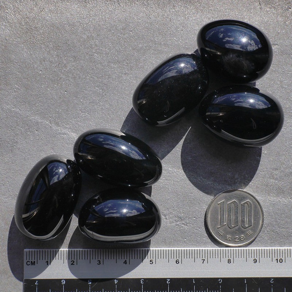 天然石3個セット合計約59～62gモリオン(山東省産)タンブル 黒水晶磨き石鉱石鉱物[smr-210302-01] 4枚目の画像