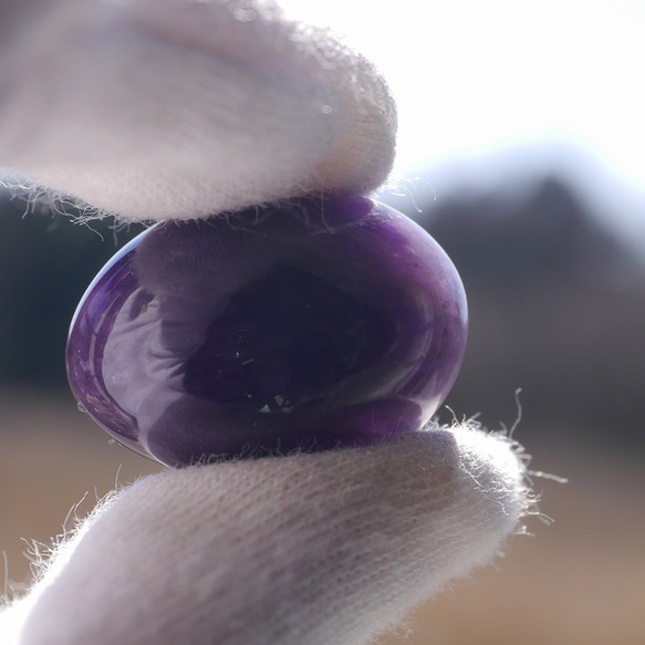 天然石3個セット合計約32～34g濃色アメジスト(ブラジル産)タンブル 紫水晶磨き石鉱物鉱石[am-210303-01] 4枚目の画像