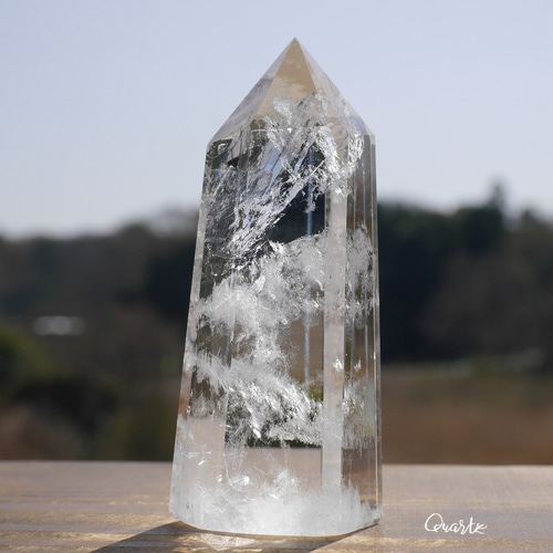 天然石 水晶(ブラジル産)約90mm×39mm約150g研磨ポイント六角柱