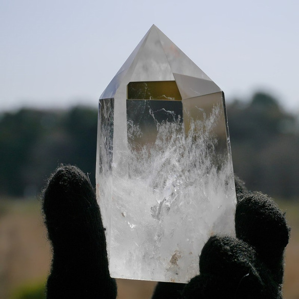 天然石 水晶(ブラジル産)約65ｍm×41mm約109g研磨ポイント六角柱クォーツクリスタル[qp-210511-04] 3枚目の画像