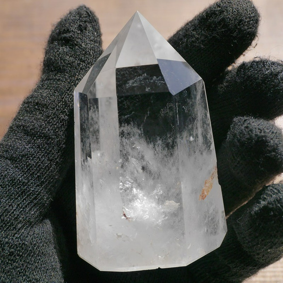 天然石 水晶(ブラジル産)約65ｍm×41mm約109g研磨ポイント六角柱クォーツクリスタル[qp-210511-04] 4枚目の画像