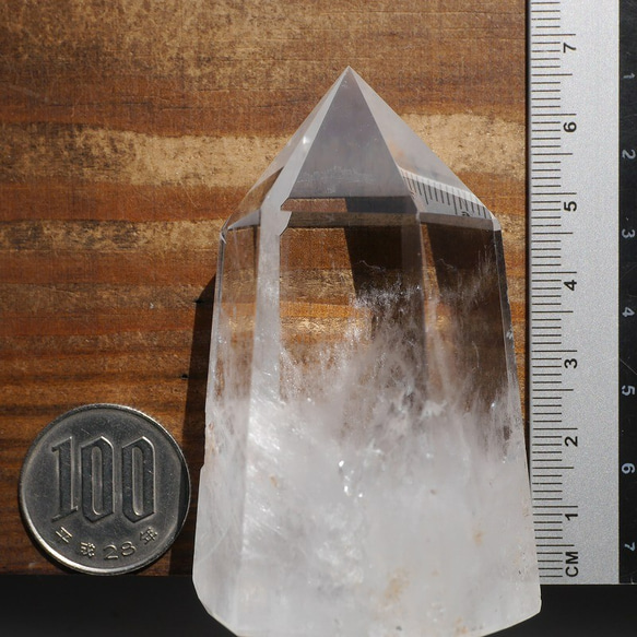 天然石 水晶(ブラジル産)約65ｍm×41mm約109g研磨ポイント六角柱クォーツクリスタル[qp-210511-04] 5枚目の画像