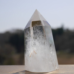 天然石 水晶(ブラジル産)約65ｍm×41mm約109g研磨ポイント六角柱クォーツクリスタル[qp-210511-04] 7枚目の画像