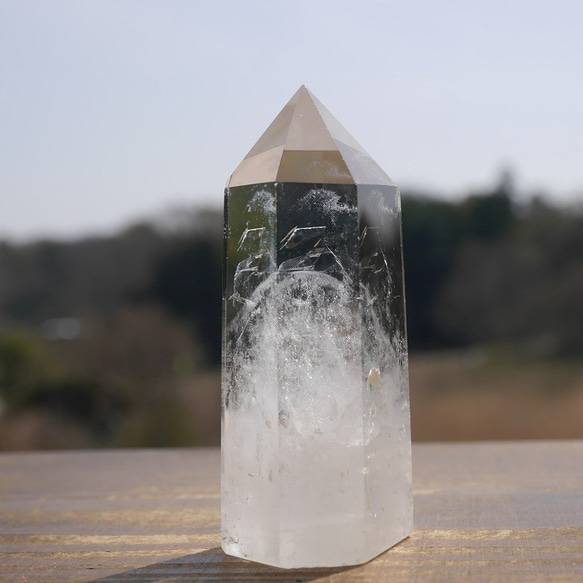 天然石 水晶(ブラジル産)約62ｍm×28mm約58g研磨ポイント六角柱クォーツクリスタル[qp-210511-09] 10枚目の画像