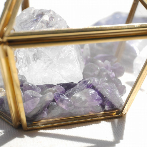 福袋✨天然石ディスプレイ3点セットペンタゴンケース/ロック水晶