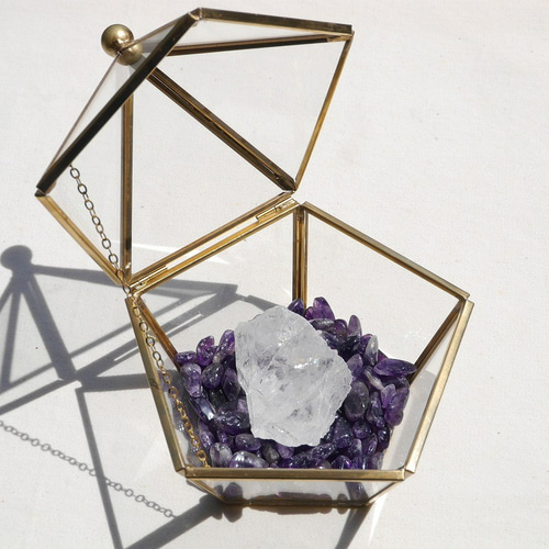 福袋✨天然石ディスプレイ3点セットペンタゴンケース/ロック水晶