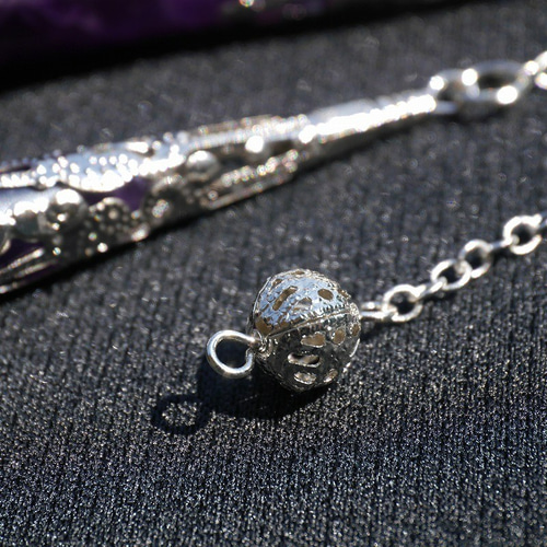 選べる♪天然石アメジスト ペンデュラム約79mmアンティーク風