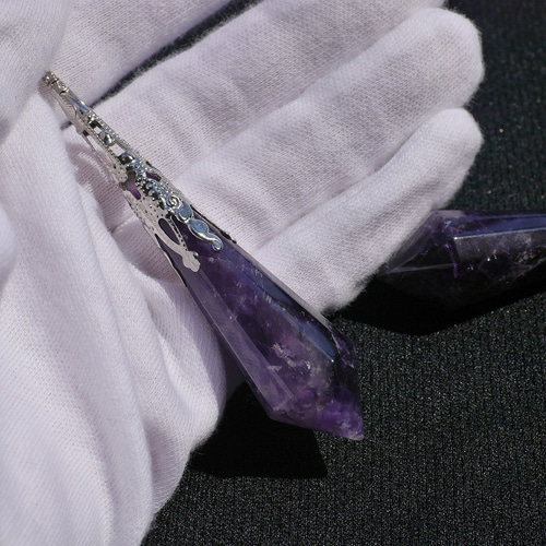 選べる♪天然石アメジスト ペンデュラム約79mmアンティーク風