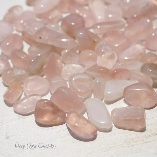 天然石ディープローズクォーツ(ブラジル産)約20g分詰合せ 約5～14mm 穴