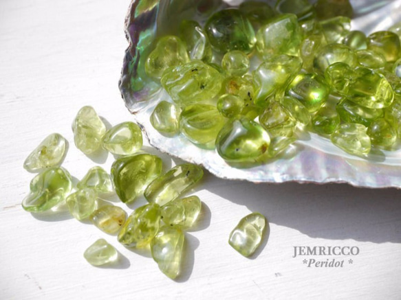 天然石ペリドット(橄欖石)さざれ石 約10g 約3mm〜7mm 穴なしインテリア