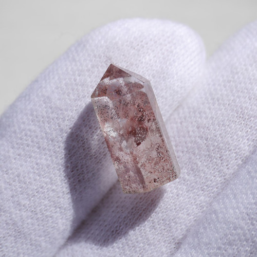 天然石レッドファントムクォーツ高約17mm約1.5g赤富士入り水晶(グン