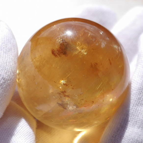 天然石ゴールデンカルサイト(メキシコ産)約86g直径約40mmスフィア 方解石丸玉[rgcal-211017-04] 8枚目の画像