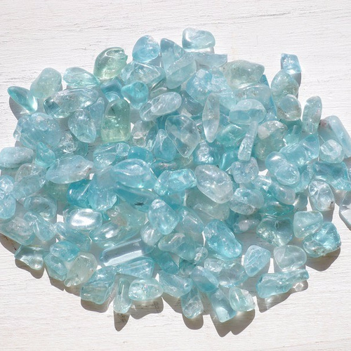 天然石 透明☆ブルーグリーン・アパタイトさざれ石 約15g 約4mm