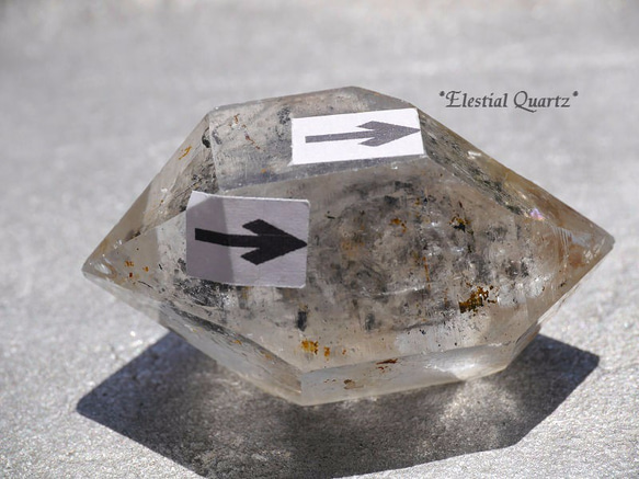 天然石 古代水入り☆エレスチャル水晶ポイント原石 約45g グラファイト 