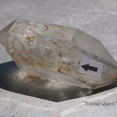 天然石 古代水入り☆エレスチャル水晶ポイント原石 約65g グラファイト 