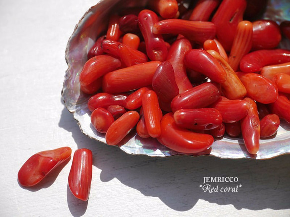 天然石 レッドコーラル(染色)さざれ石 約20g 約5mm〜17mm 穴なし  