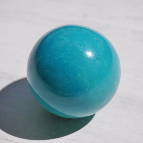 天然石ターコイズ(アメリカ産)丸玉 直径約30mm 約37g 1点もの木製台座