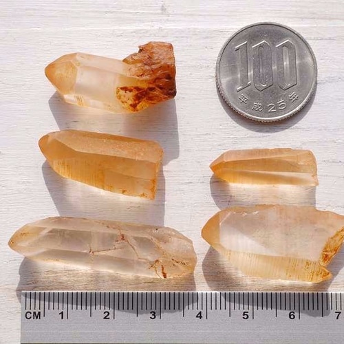 天然石 透明感あり☆タンジェリンクォーツ(ブラジル産)5本セット約23