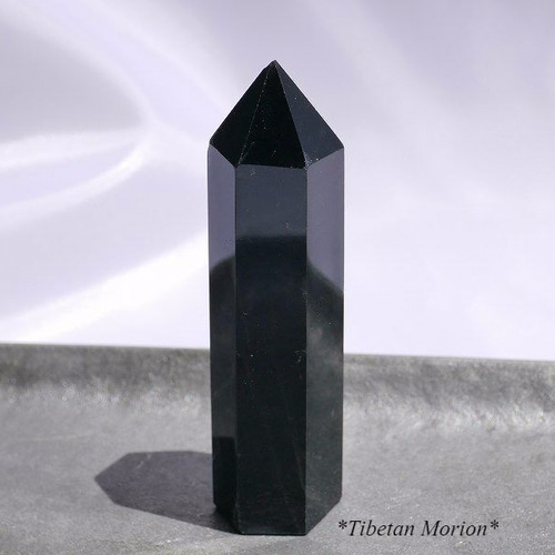 天然石チベット産モリオン(黒水晶)研磨ポイント 約78mm 約52g 1点もの