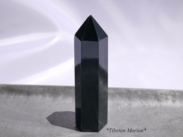 天然石チベット産モリオン(黒水晶)研磨ポイント 約78mm 約52g 1点もの