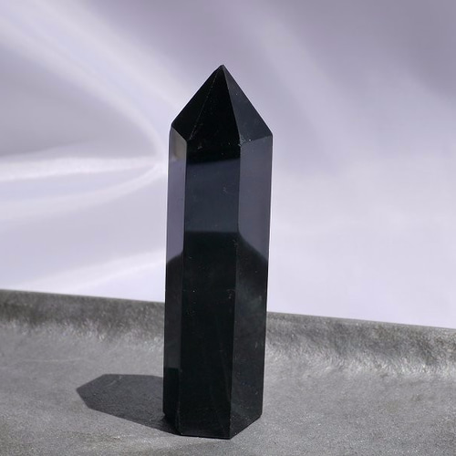 天然石チベット産モリオン(黒水晶)研磨ポイント 約78mm 約52g 1点もの