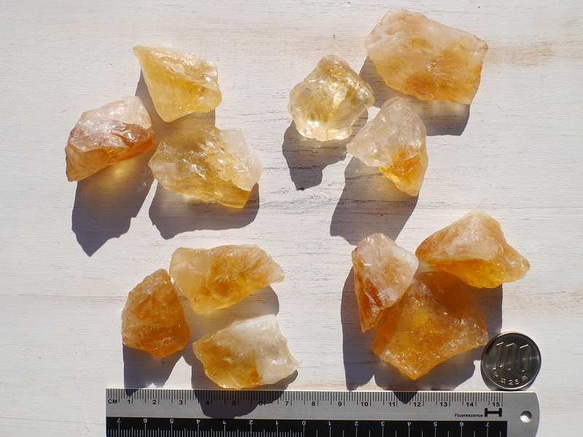 天然石シトリン非加熱(ブラジル産)3個セット 合計約53～54g ラフロック原石結晶黄水晶[cit-180117-01] 5枚目の画像