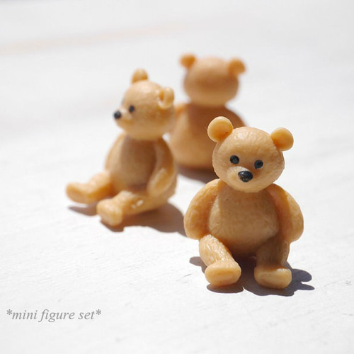 テディベア」3体セット ミニフィギュア☆サファリ社グッドラック