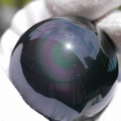 天然石レインボーオブシディアン(メキシコ産)丸玉 直径約44mm 約106g 虹色シラー[rob-180724-02] 3枚目の画像
