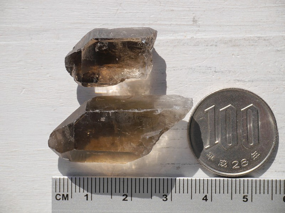 天然石スモーキークォーツ(ブラジル産)結晶ポイント2本セット合計約13g 天然色茶水晶原石[smq-181213-04] 5枚目の画像