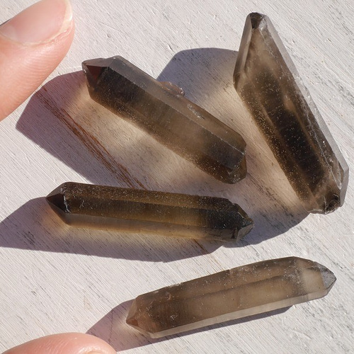 天然石ダブルポイントスモーキークォーツ(ブラジル産)結晶原石4本