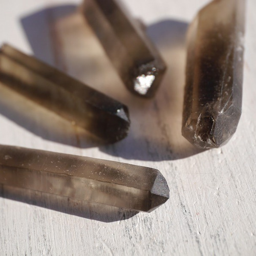 天然石ダブルポイントスモーキークォーツ(ブラジル産)結晶原石4本