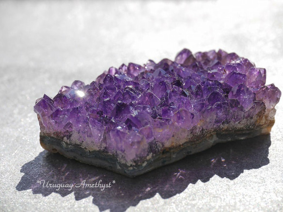 天然石アメジストクラスター(ウルグアイ産)約35.7g約54mm 現物☆濃色透明感紫水晶[uac-190529-04] 1枚目の画像